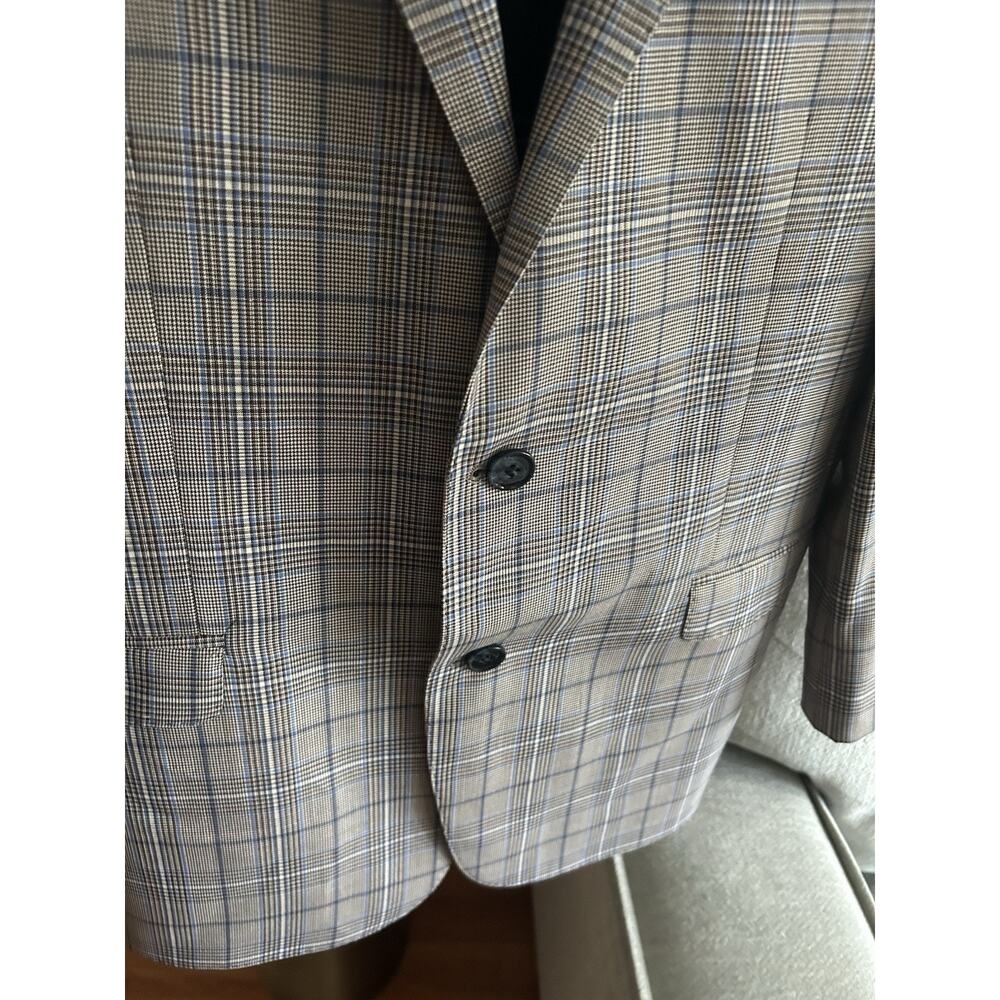 REDA Italy Mens 40 Blazer Sport Coat Brown Blue Plaid Wool Preppy - Picture 2 of 16